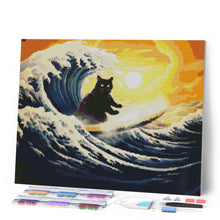 Afbeelding in Gallery-weergave laden, Diamond Painting - De grote golf van de zwarte kat reeds ingelijst