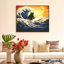 Afbeelding in Gallery-weergave laden, Diamond Painting - De grote golf van de zwarte kat reeds ingelijst