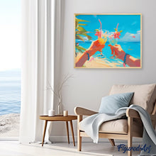 Afbeelding in Gallery-weergave laden, Diamond Painting - Toast op het strand reeds ingelijst