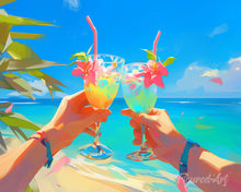 Afbeelding in Gallery-weergave laden, Diamond Painting - Toast op het strand reeds ingelijst