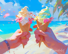 Afbeelding in Gallery-weergave laden, Diamond Painting - IJsje op het strand reeds ingelijst
