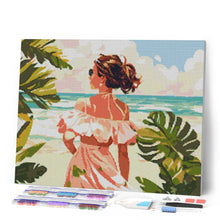 Afbeelding in Gallery-weergave laden, Diamond Painting - Lief meisje aan zee reeds ingelijst