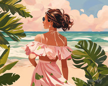 Afbeelding in Gallery-weergave laden, Diamond Painting - Lief meisje aan zee reeds ingelijst