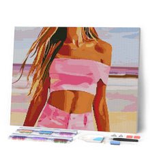 Afbeelding in Gallery-weergave laden, Diamond Painting - Zee, zand en stijl reeds ingelijst