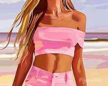 Afbeelding in Gallery-weergave laden, Diamond Painting - Zee, zand en stijl reeds ingelijst