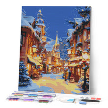 Afbeelding in Gallery-weergave laden, Diamond Painting - Verlicht kerststadje reeds ingelijst