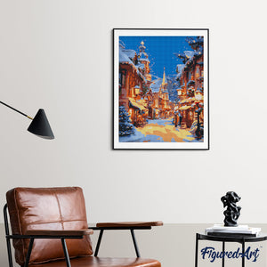 Diamond Painting - Verlicht kerststadje