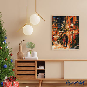 Diamond Painting - Kerstkoppel in de stad