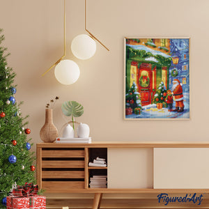 Diamond Painting - Groet van de Kerstman reeds ingelijst