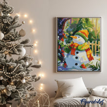 Afbeelding in Gallery-weergave laden, Diamond Painting - Vrolijke sneeuwpop reeds ingelijst