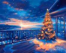 Afbeelding in Gallery-weergave laden, Diamond Painting - Fonkelend kerstterras reeds ingelijst