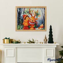 Afbeelding in Gallery-weergave laden, Diamond Painting - Vrienden uit het kerstbos reeds ingelijst