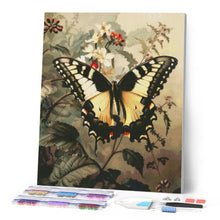 Afbeelding in Gallery-weergave laden, Diamond Painting - Zwaluwstaart en Witte Bloemen reeds ingelijst