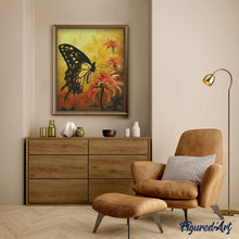 Afbeelding in Gallery-weergave laden, Diamond Painting - Zwaluwstaart en Oranje Bloemen