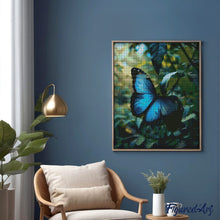 Afbeelding in Gallery-weergave laden, Diamond Painting - Blauwe Morpho Vlinder reeds ingelijst