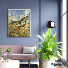 Afbeelding in Gallery-weergave laden, Diamond Painting - Proserpine Vlinder en Wilde Bloemen reeds ingelijst