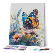 Afbeelding in Gallery-weergave laden, Diamond Painting - Vlinder en Bloemen reeds ingelijst