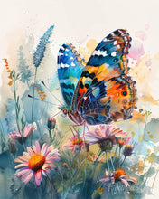 Afbeelding in Gallery-weergave laden, Diamond Painting - Vlinder en Bloemen reeds ingelijst