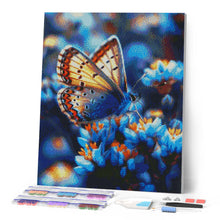 Afbeelding in Gallery-weergave laden, Diamond Painting - Vlinder en Blauwe Bloemen