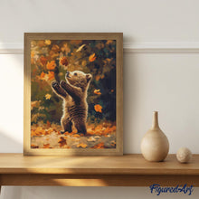 Afbeelding in Gallery-weergave laden, Diamond Painting - Beer en vallende bladeren reeds ingelijst
