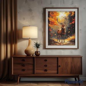 Diamond Painting - Majestueuze hert in de herfst reeds ingelijst