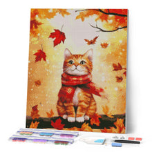 Afbeelding in Gallery-weergave laden, Diamond Painting - Gezellige herfstkat reeds ingelijst