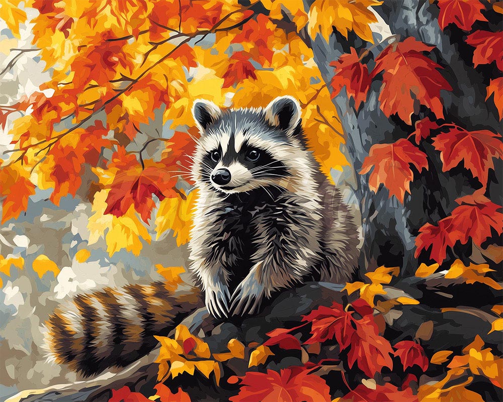 Diamond Painting - Herfst raccoon