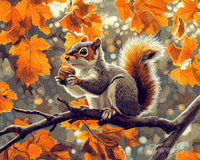 Afbeelding in Gallery-weergave laden, Diamond Painting - Herfst eekhoorn reeds ingelijst