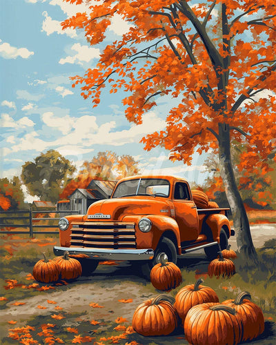 Diamond Painting - Vintage vrachtwagen in de herfst