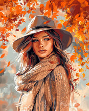 Afbeelding in Gallery-weergave laden, Diamond Painting - Dame van de herfstwinden reeds ingelijst