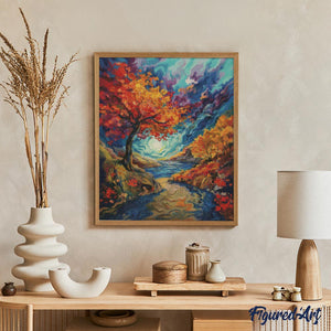 Diamond Painting - Surréalistische herfst geïnspireerd door Van Gogh reeds ingelijst