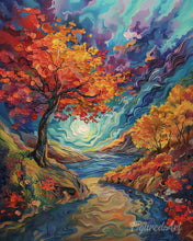 Afbeelding in Gallery-weergave laden, Diamond Painting - Surréalistische herfst geïnspireerd door Van Gogh reeds ingelijst