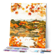 Afbeelding in Gallery-weergave laden, Diamond Painting - Japanse tempel bij het herfstmeer