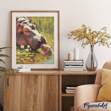 Afbeelding in Gallery-weergave laden, Diamond Painting - Baby Nijlpaard die Mama Kust