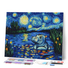 Afbeelding in Gallery-weergave laden, Diamond Painting - Nijlpaard in de Sterrennacht