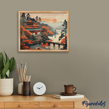 Afbeelding in Gallery-weergave laden, Diamond Painting - Vintage Pagode Uitzicht reeds ingelijst