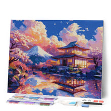 Afbeelding in Gallery-weergave laden, Diamond Painting - Tempeluitzicht met de Mount Fuji