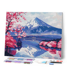 Afbeelding in Gallery-weergave laden, Diamond Painting - Mount Fuji en Sakura-meer reeds ingelijst