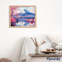Afbeelding in Gallery-weergave laden, Diamond Painting - Mount Fuji en Sakura-meer reeds ingelijst
