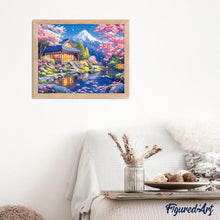 Afbeelding in Gallery-weergave laden, Diamond Painting - Sakura-huis bij de Vijver reeds ingelijst