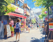 Afbeelding in Gallery-weergave laden, Diamond Painting - Ochtend in een Japans Woonwijk