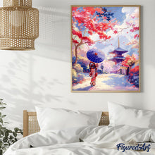 Afbeelding in Gallery-weergave laden, Diamond Painting - Japanse Tuin in de Herfst reeds ingelijst