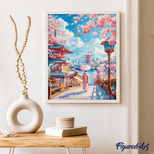 Afbeelding in Gallery-weergave laden, Diamond Painting - Sakura-straat in Kyoto reeds ingelijst