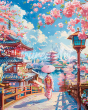 Afbeelding in Gallery-weergave laden, Diamond Painting - Sakura-straat in Kyoto reeds ingelijst