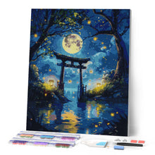 Afbeelding in Gallery-weergave laden, Diamond Painting - Torii bij Maanlicht en Vuurvliegjes