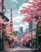 Afbeelding in Gallery-weergave laden, Diamond Painting - Tokyo Sakura-straat reeds ingelijst