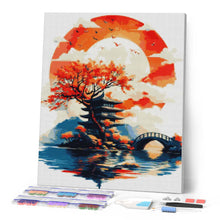 Afbeelding in Gallery-weergave laden, Diamond Painting - Pagode onder de Opkomende Zon