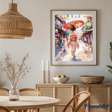 Afbeelding in Gallery-weergave laden, Diamond Painting - Yukata Meisje op de Feeststraat reeds ingelijst