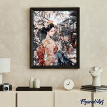 Afbeelding in Gallery-weergave laden, Diamond Painting - Geisha in een Vintage Straat reeds ingelijst