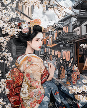 Afbeelding in Gallery-weergave laden, Diamond Painting - Geisha in een Vintage Straat reeds ingelijst